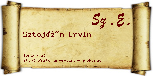 Sztoján Ervin névjegykártya