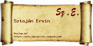 Sztoján Ervin névjegykártya